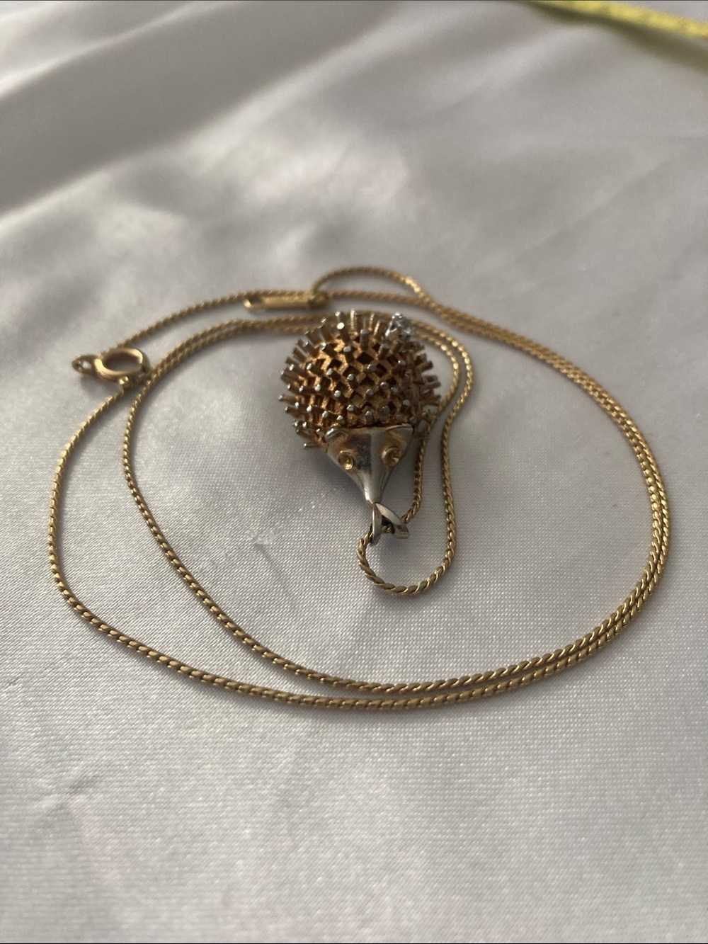 Vintage D’ORLAN Hedgehog Pendant and Necklace